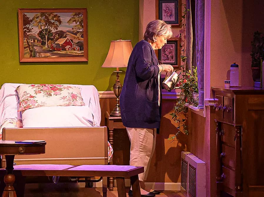 Production photo from Ripcord showing Gretchen Ugalde's scenic design at Maples Repertory Theatre.