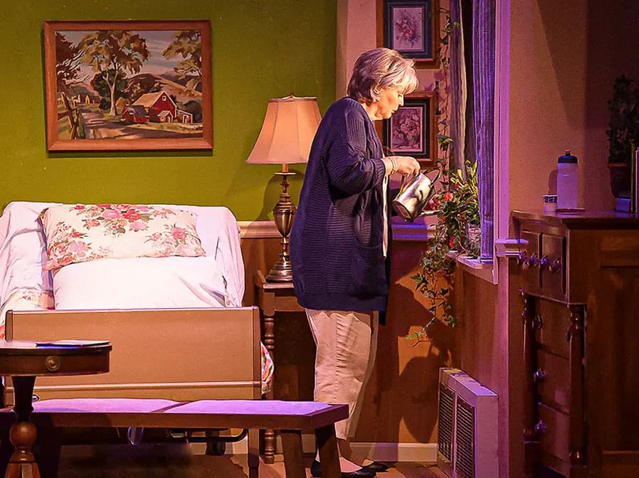 Production photo from Ripcord showing Gretchen Ugalde's scenic design at Maples Repertory Theatre.